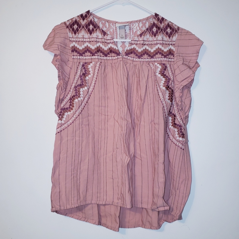 Knox Rose Blush Pink Embroidered Top